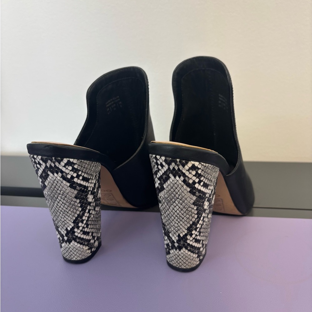 Aldo Black and Snake Pattern Mules - Picture 5 of 5
